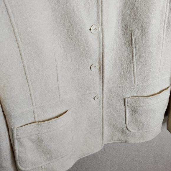 Talbots Cream Boiled Wool Blend Sweater Jacket Cardigan Blazer Size 14 - Picture 7 of 9